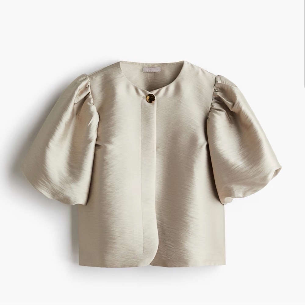 NWT H&M BALLOON-SLEEVED BLOUSE - light pink - size medium - Picture 5 of 5